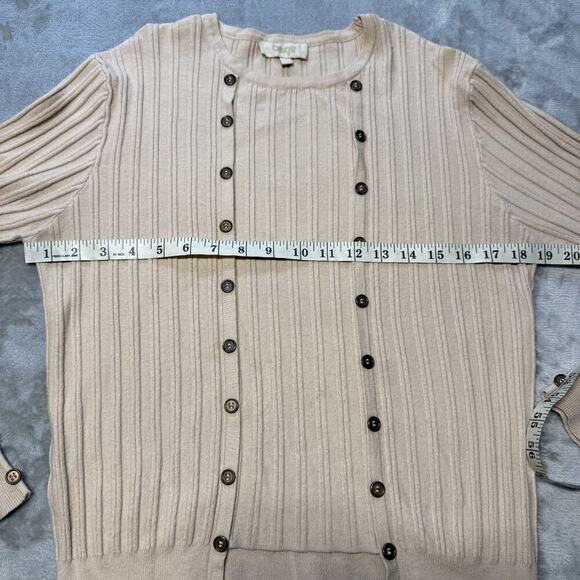 Women's Sweater/Top Long Sleeve Classic Preppy Ribbed Tan Beige Sz XXL - Picture 6 of 9